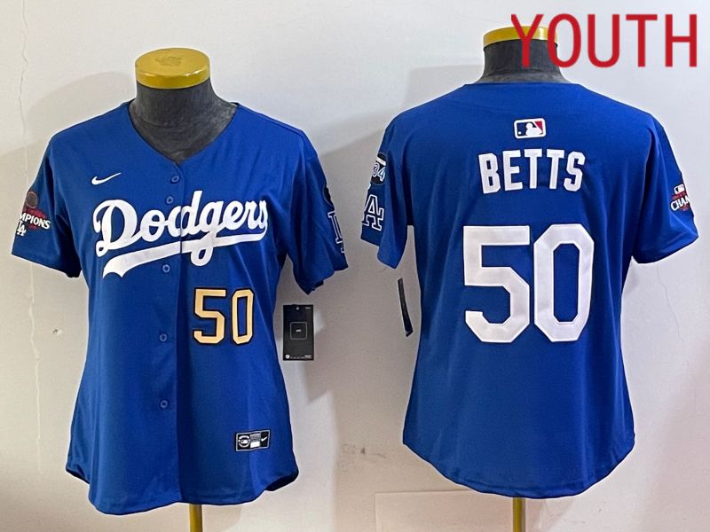 Youth Los Angeles Dodgers 50 Betts Blue Game 2024 Nike MLB Jersey style 12051
